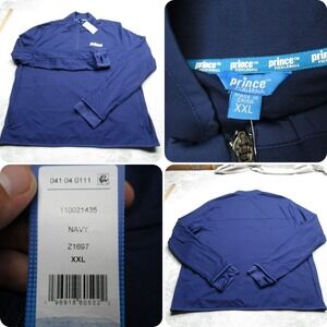 Prince Track Jacket Mens XXL Navy Heavyweight 1/2 Zip Pickleball Thumbhole NEW
